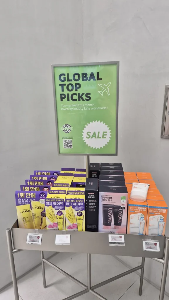 Global Top Picks product display at Olive Young Central Gangnam Town