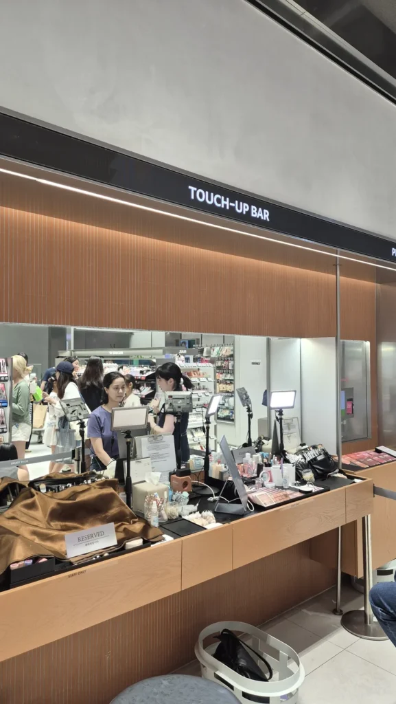 Touch-up bar for testing makeup products inside the store