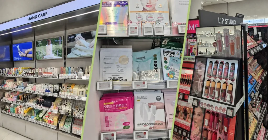 Olive Young gift ideas including hand care sheet masks and Korean lip products